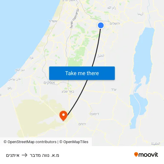איתנים to מ.א. נווה מדבר map