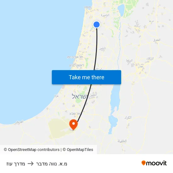מדרך עוז to מ.א. נווה מדבר map
