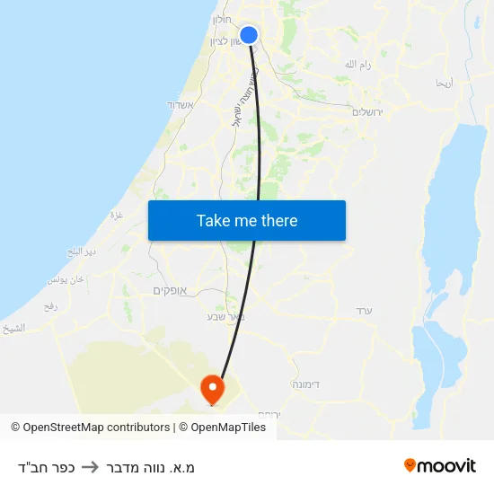 כפר חב"ד to מ.א. נווה מדבר map