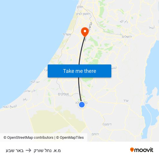 באר שבע to מ.א. נחל שורק map