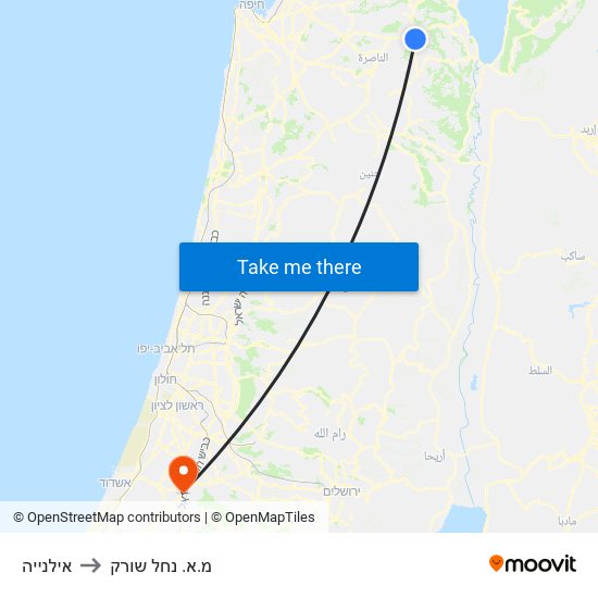 אילנייה to מ.א. נחל שורק map