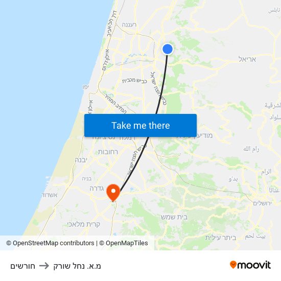 חורשים to מ.א. נחל שורק map