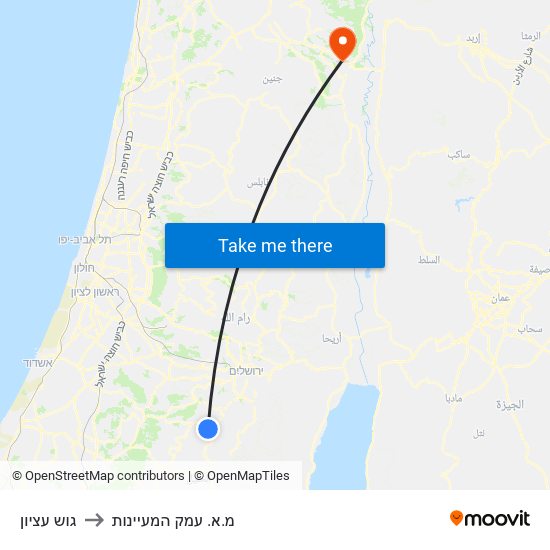 גוש עציון to מ.א. עמק המעיינות map