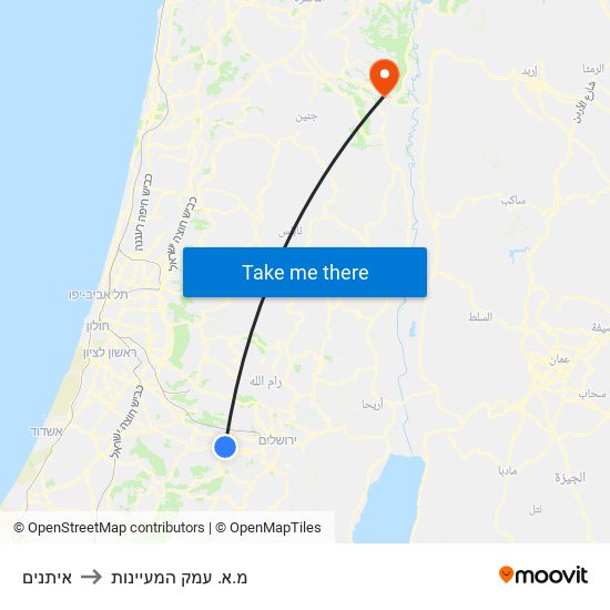 איתנים to מ.א. עמק המעיינות map