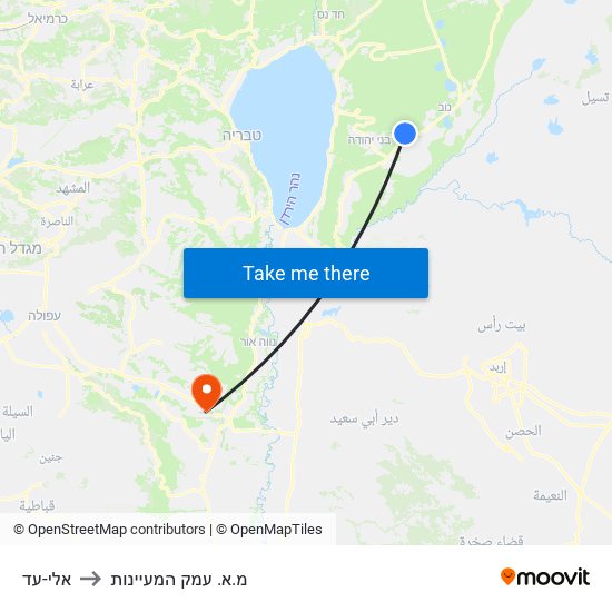 אלי-עד to מ.א. עמק המעיינות map