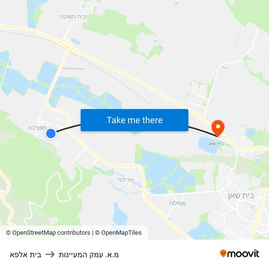 בית אלפא to מ.א. עמק המעיינות map