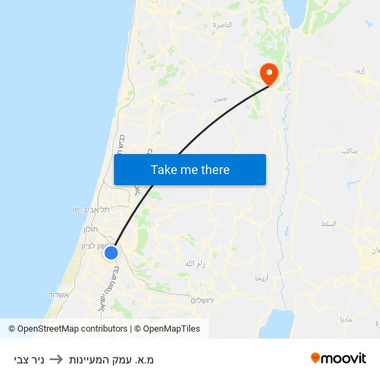 ניר צבי to מ.א. עמק המעיינות map