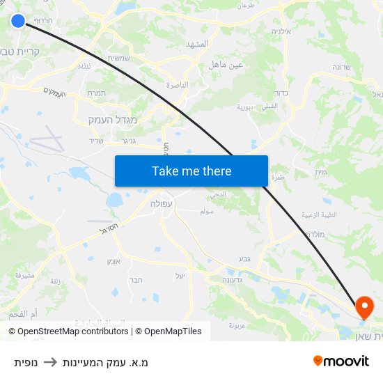 נופית to מ.א. עמק המעיינות map
