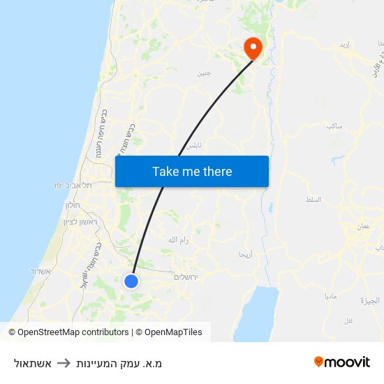 אשתאול to מ.א. עמק המעיינות map