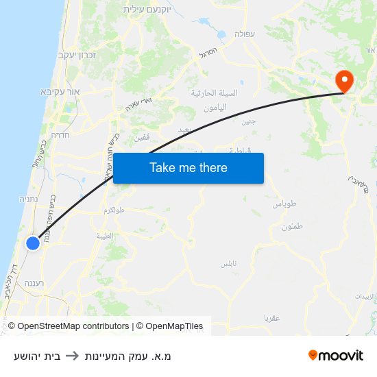 בית יהושע to מ.א. עמק המעיינות map