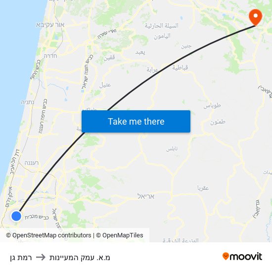 רמת גן to מ.א. עמק המעיינות map