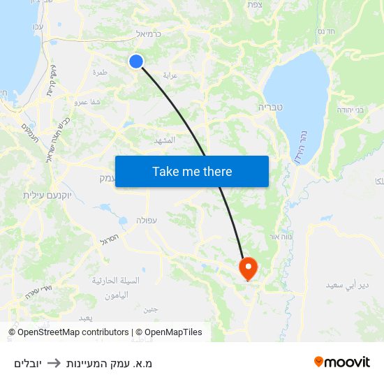 יובלים to מ.א. עמק המעיינות map