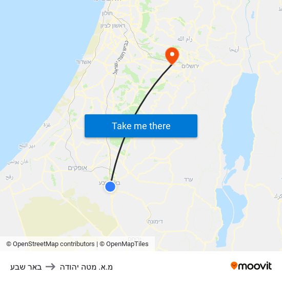 באר שבע to מ.א. מטה יהודה map