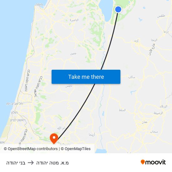 בני יהודה to מ.א. מטה יהודה map