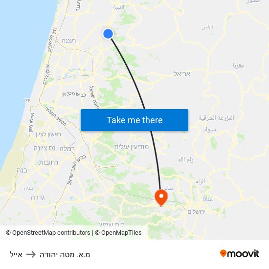 אייל to מ.א. מטה יהודה map