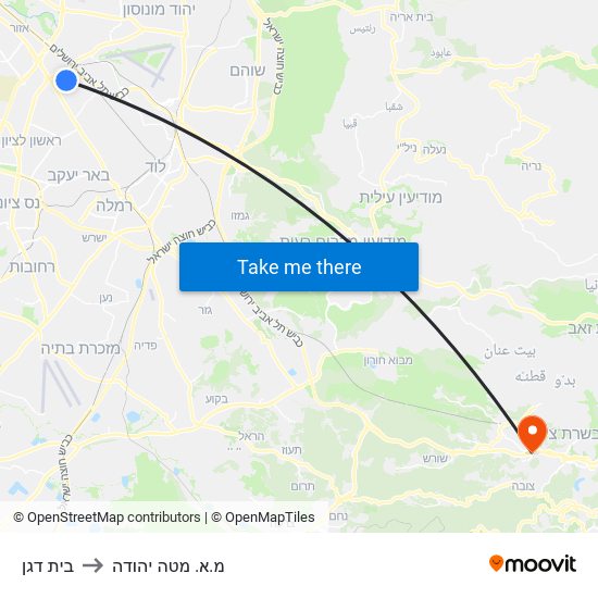 בית דגן to מ.א. מטה יהודה map