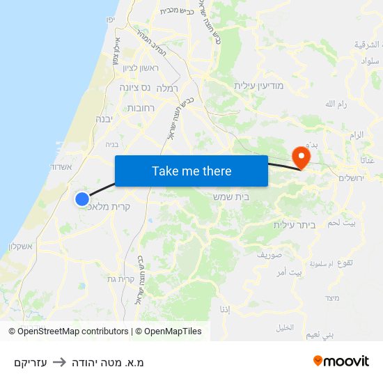עזריקם to מ.א. מטה יהודה map