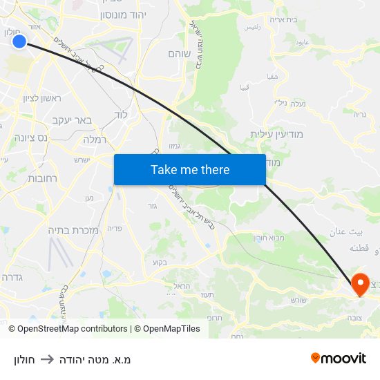 חולון to מ.א. מטה יהודה map