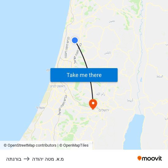 בורגתה to מ.א. מטה יהודה map