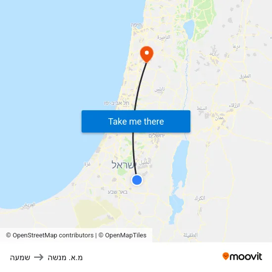שמעה to מ.א. מנשה map