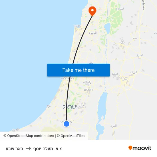 באר שבע to מ.א. מעלה יוסף map