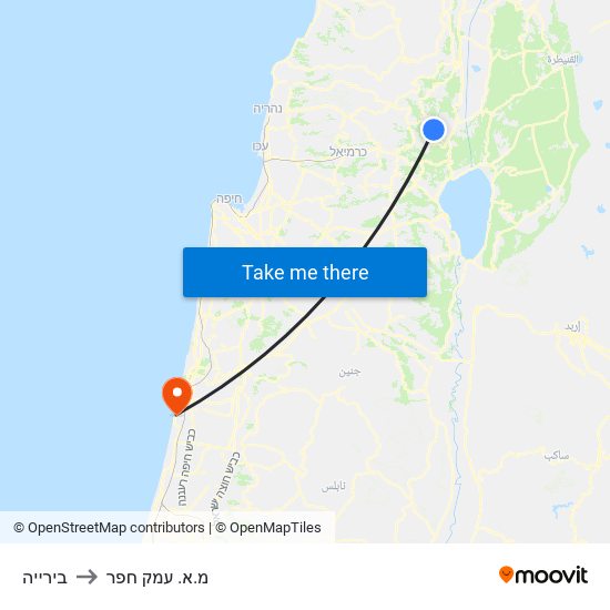 בירייה to מ.א. עמק חפר map