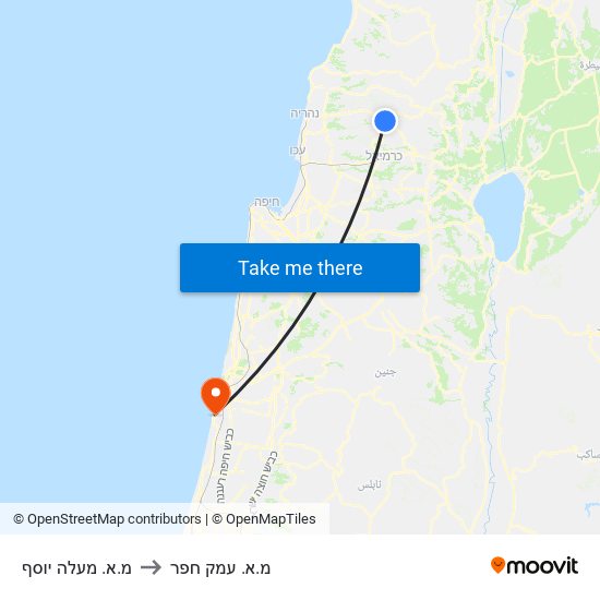מ.א. מעלה יוסף to מ.א. עמק חפר map