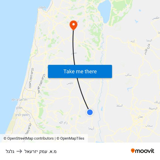 גלגל to מ.א. עמק יזרעאל map