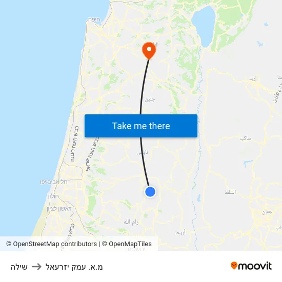 שילה to מ.א. עמק יזרעאל map