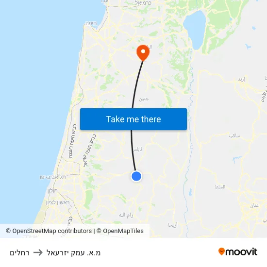 רחלים to מ.א. עמק יזרעאל map