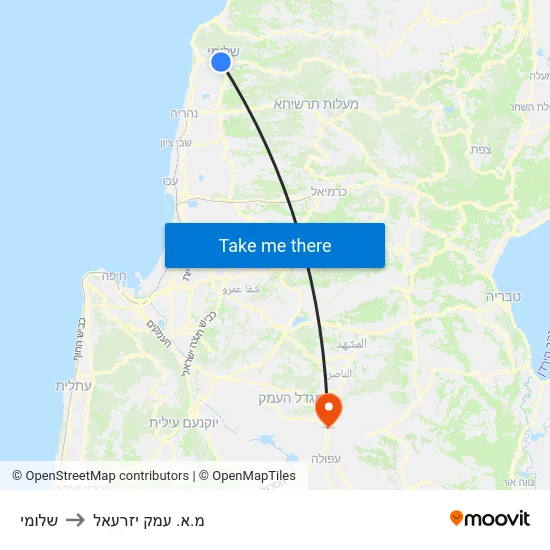 שלומי to מ.א. עמק יזרעאל map