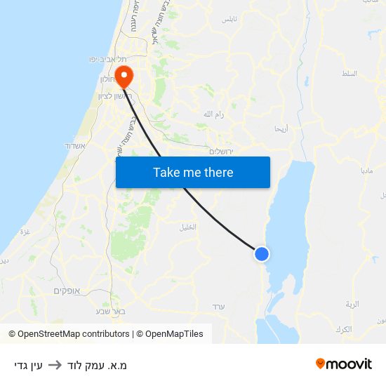 עין גדי to מ.א. עמק לוד map