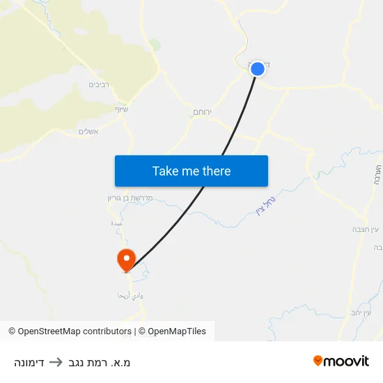 דימונה to מ.א. רמת נגב map