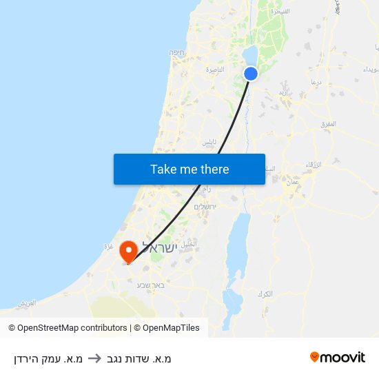 מ.א. עמק הירדן to מ.א. שדות נגב map