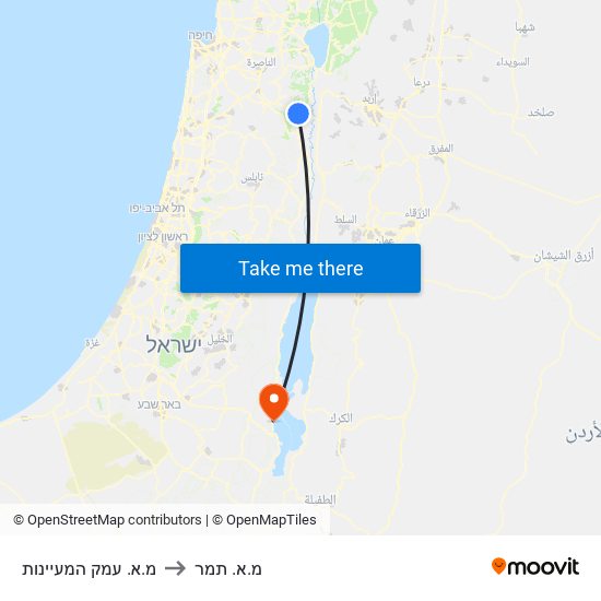 מ.א. עמק המעיינות to מ.א. תמר map