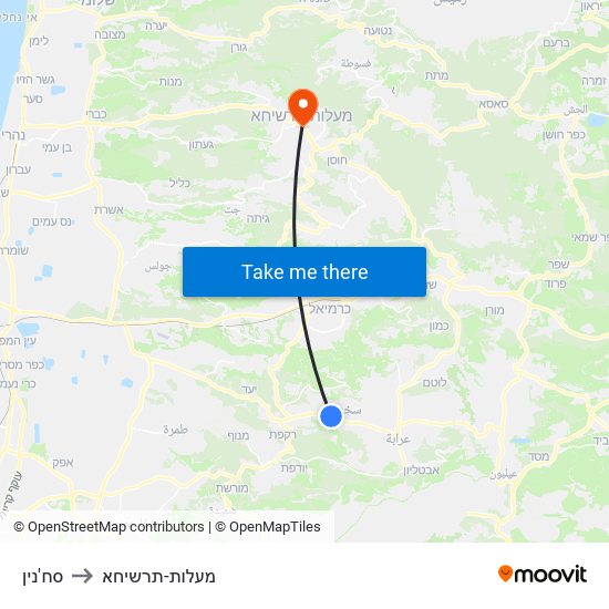 סח'נין to מעלות-תרשיחא map