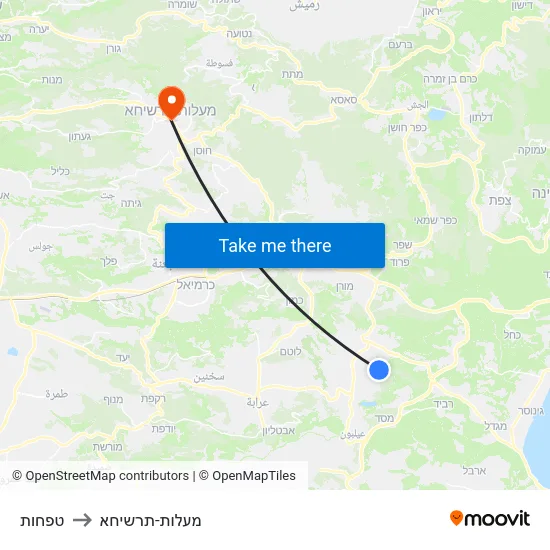 טפחות to מעלות-תרשיחא map