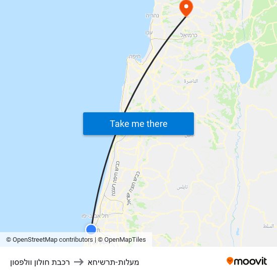 רכבת חולון וולפסון to מעלות-תרשיחא map