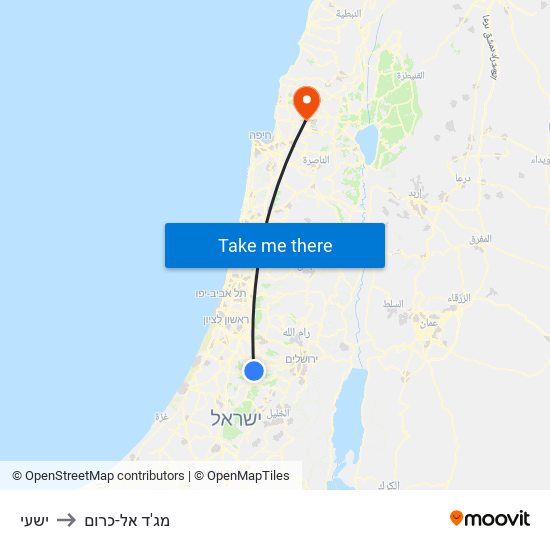 ישעי to מג'ד אל-כרום map