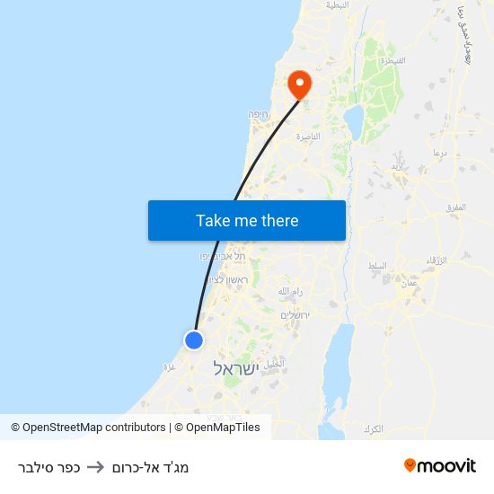 כפר סילבר to מג'ד אל-כרום map