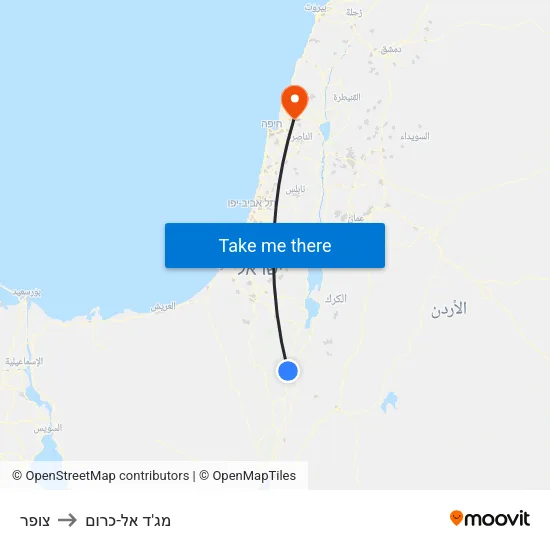 צופר to מג'ד אל-כרום map