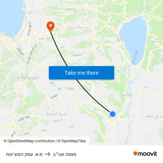 מ.א. עמק המעיינות to מצפה אבי"ב map