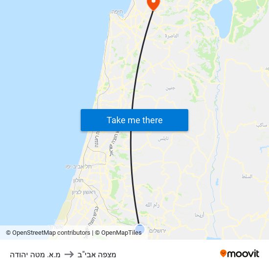 מ.א. מטה יהודה to מצפה אבי"ב map