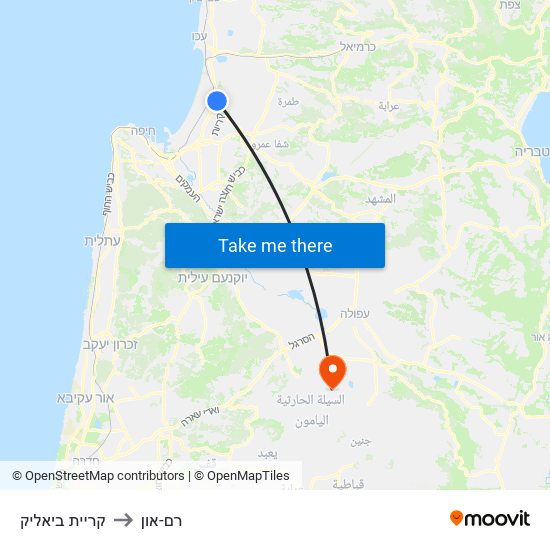 קריית ביאליק to רם-און map