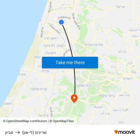 סביון to שריגים (לי-און) map