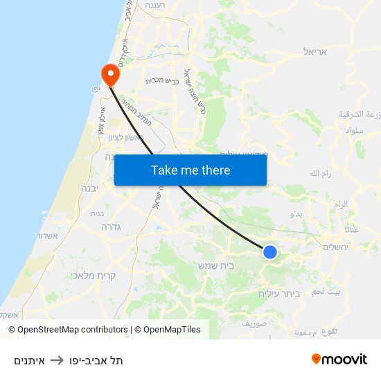 איתנים to תל אביב-יפו map