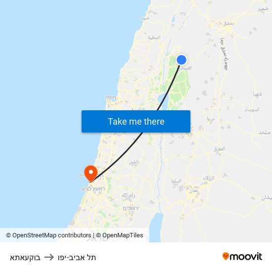 בוקעאתא to תל אביב-יפו map