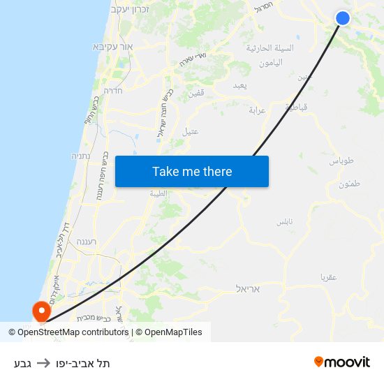 גבע to תל אביב-יפו map