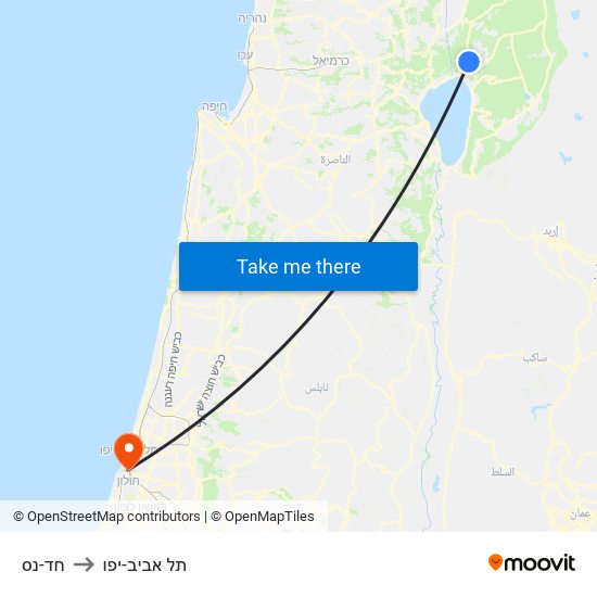 חד-נס to תל אביב-יפו map