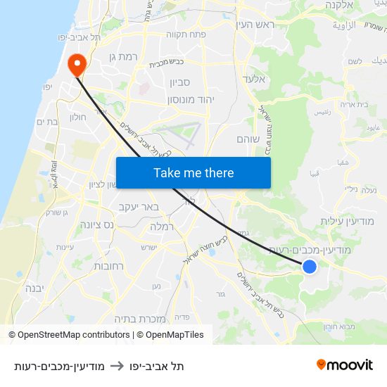 מודיעין-מכבים-רעות to תל אביב-יפו map